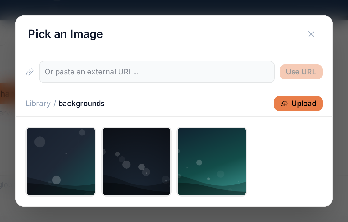 The image picker open on a folder