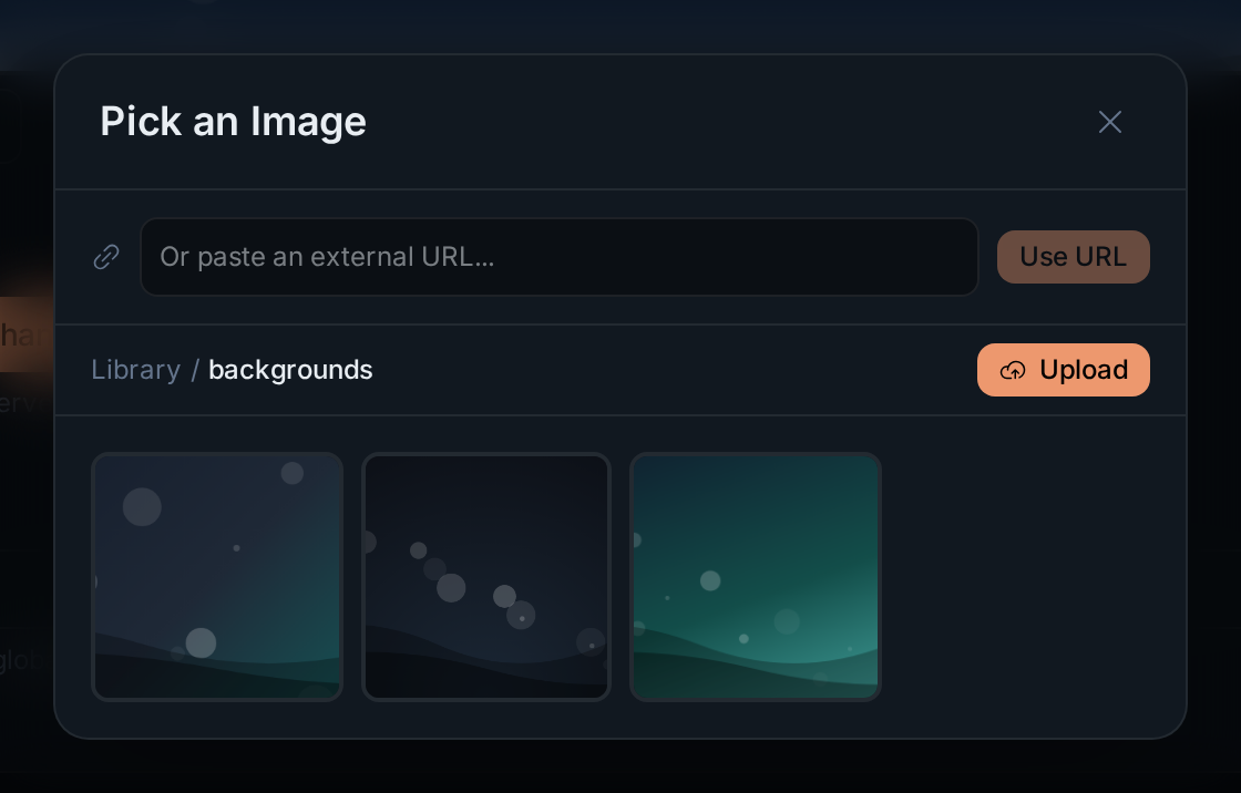 The image picker open on a folder