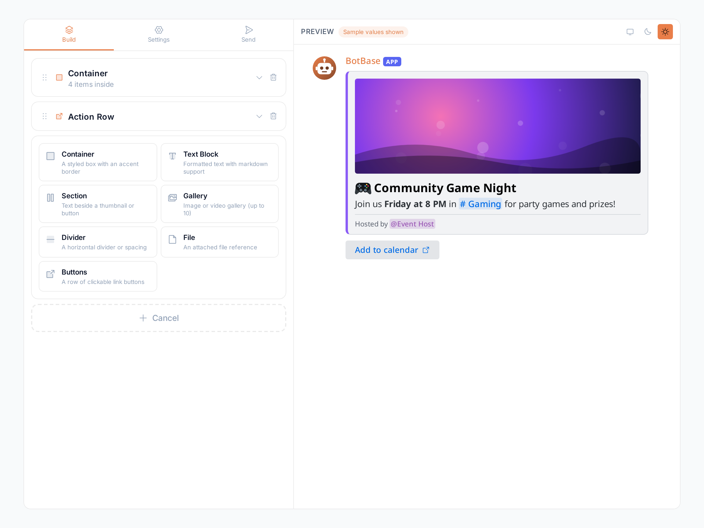 The component list open