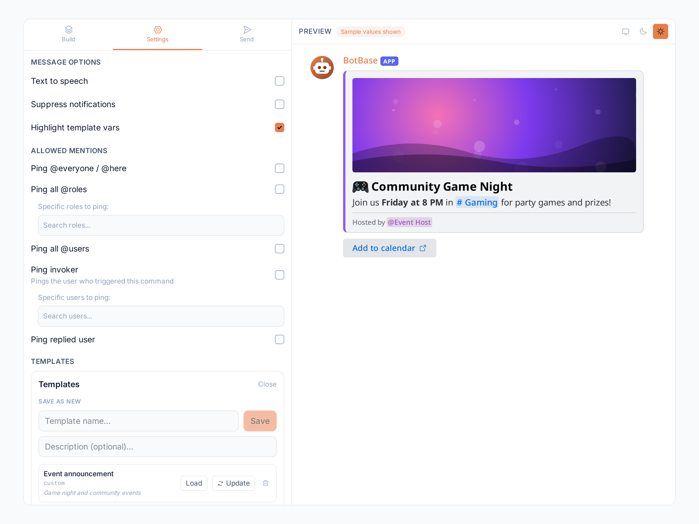 The Templates library with a saved template