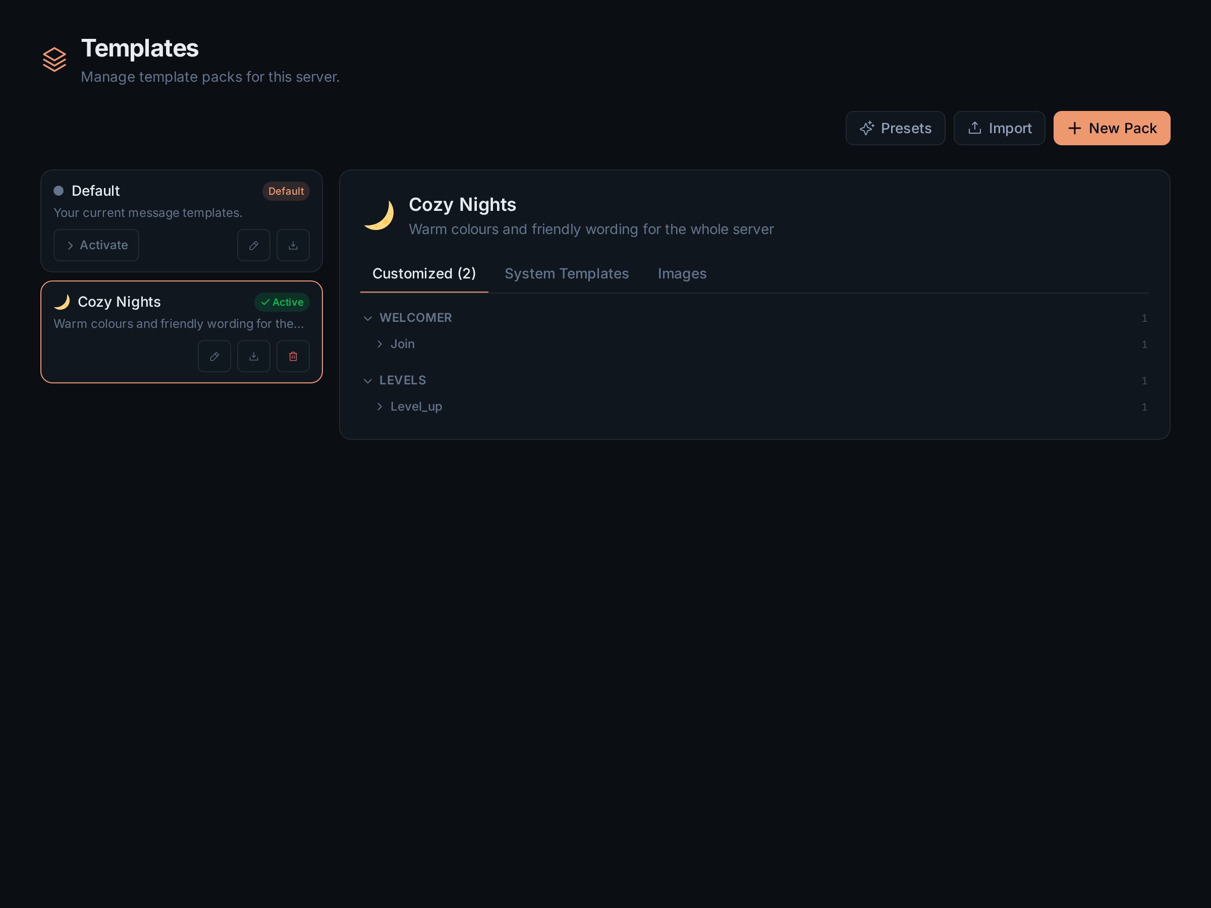The Customized tab with two overrides