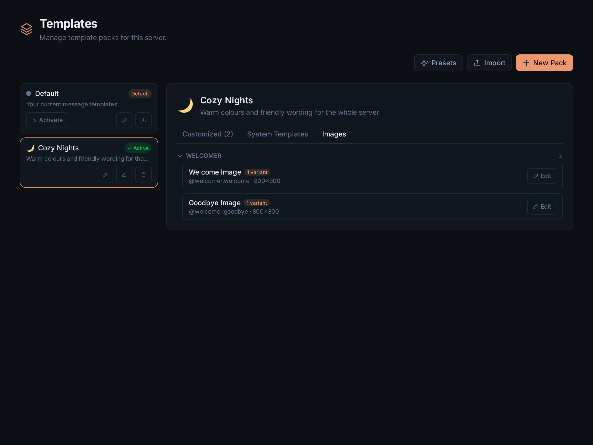 The Images tab