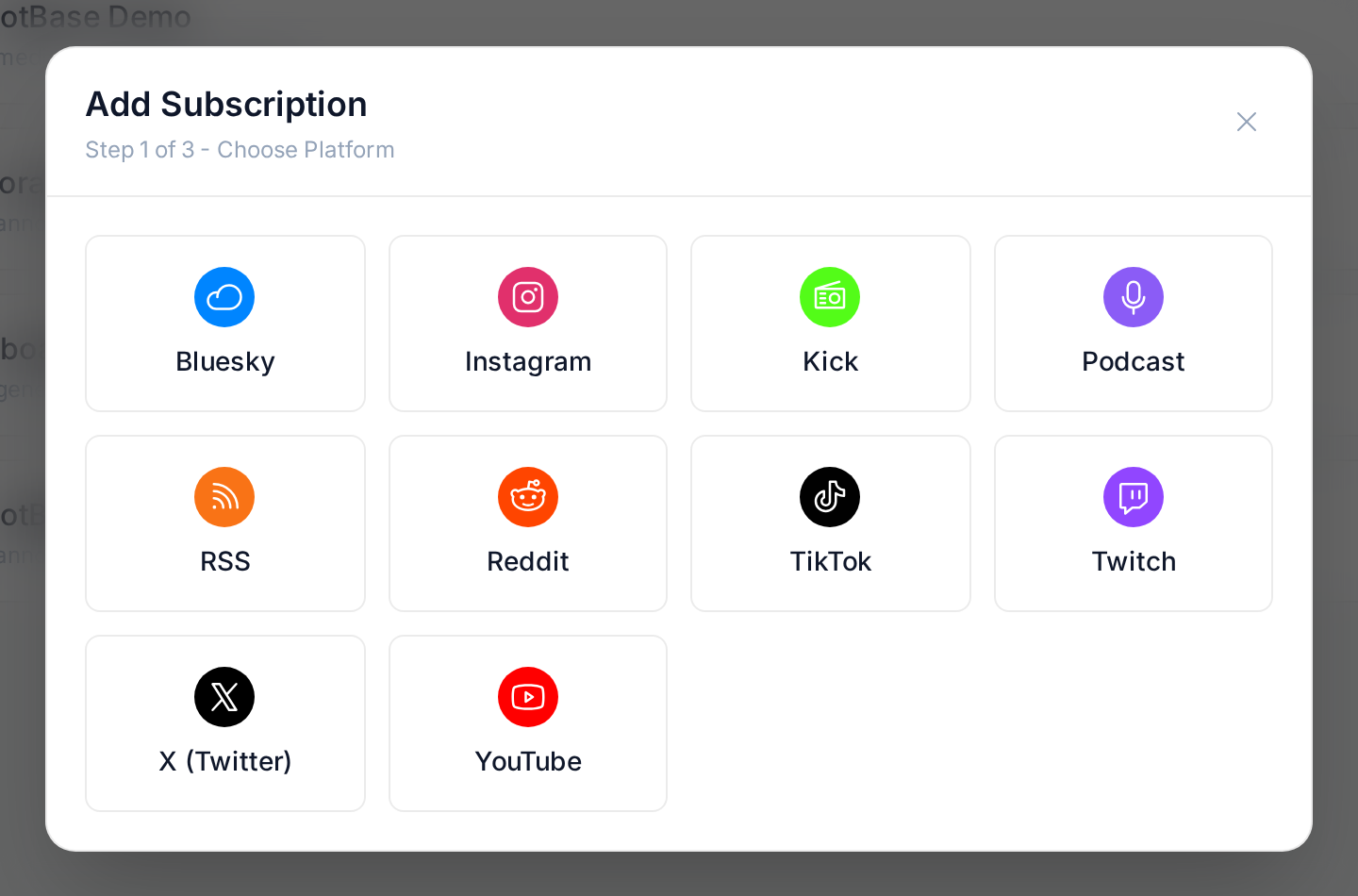 Step 1: the platform picker