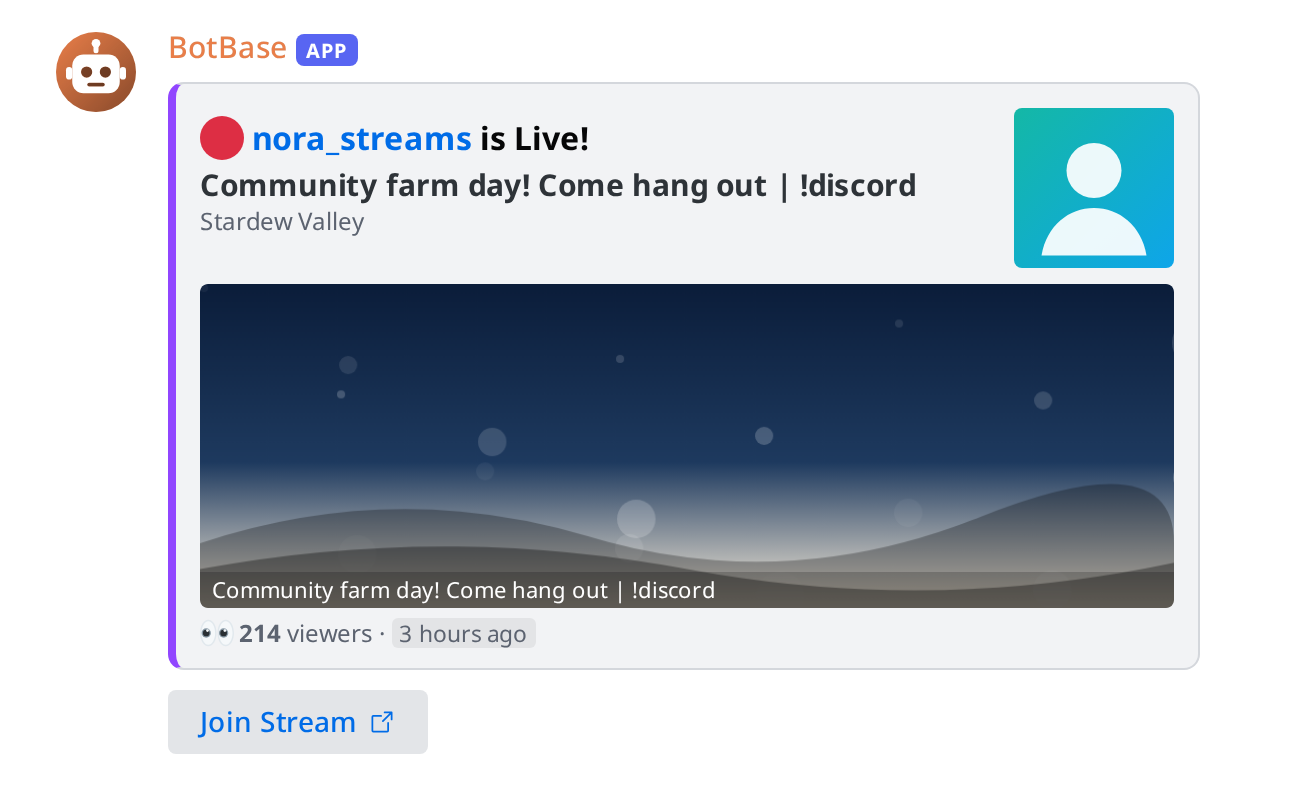 A Twitch live notification