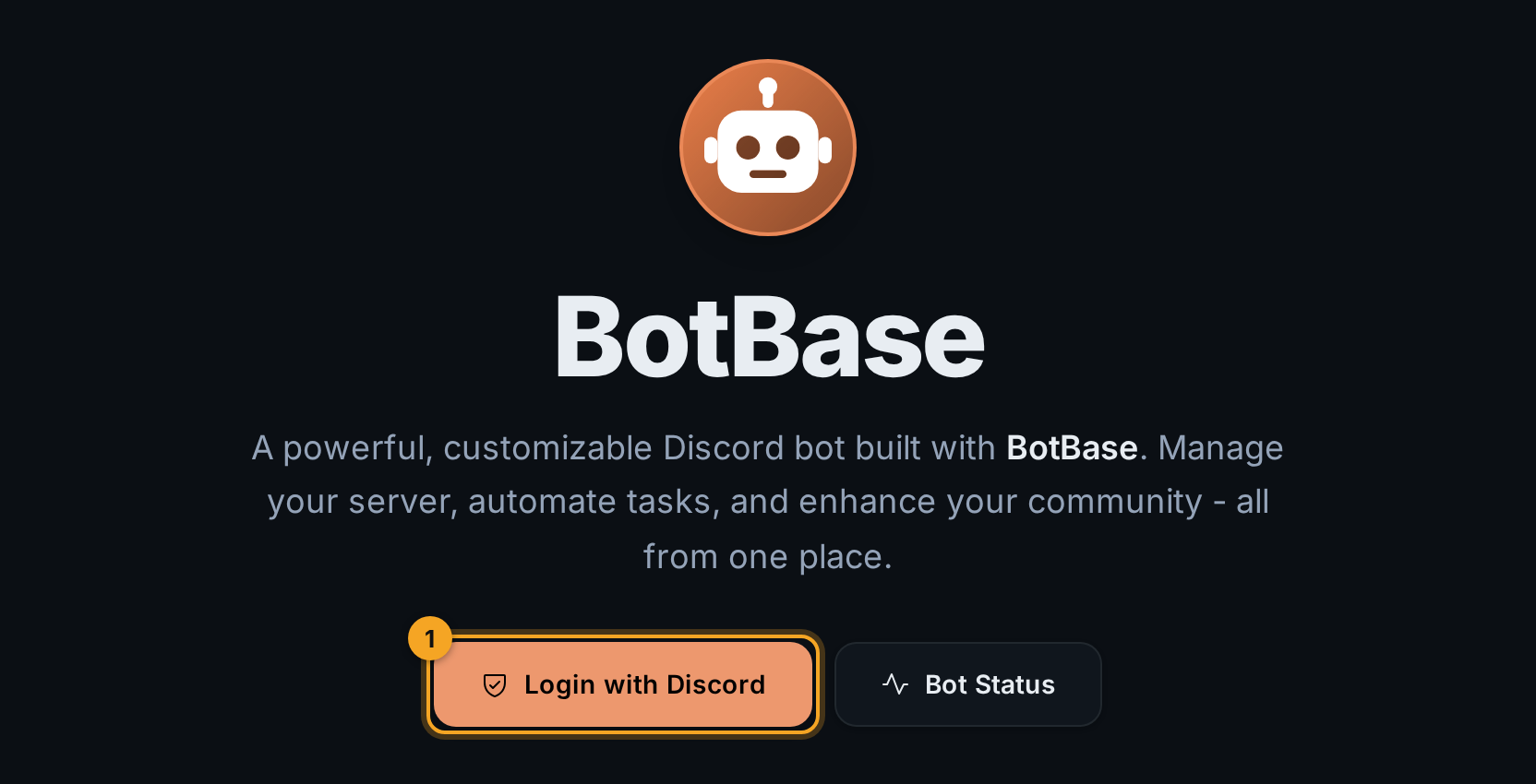 The home page with the Login with Discord button highlighted