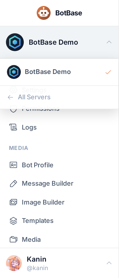 The server switcher open