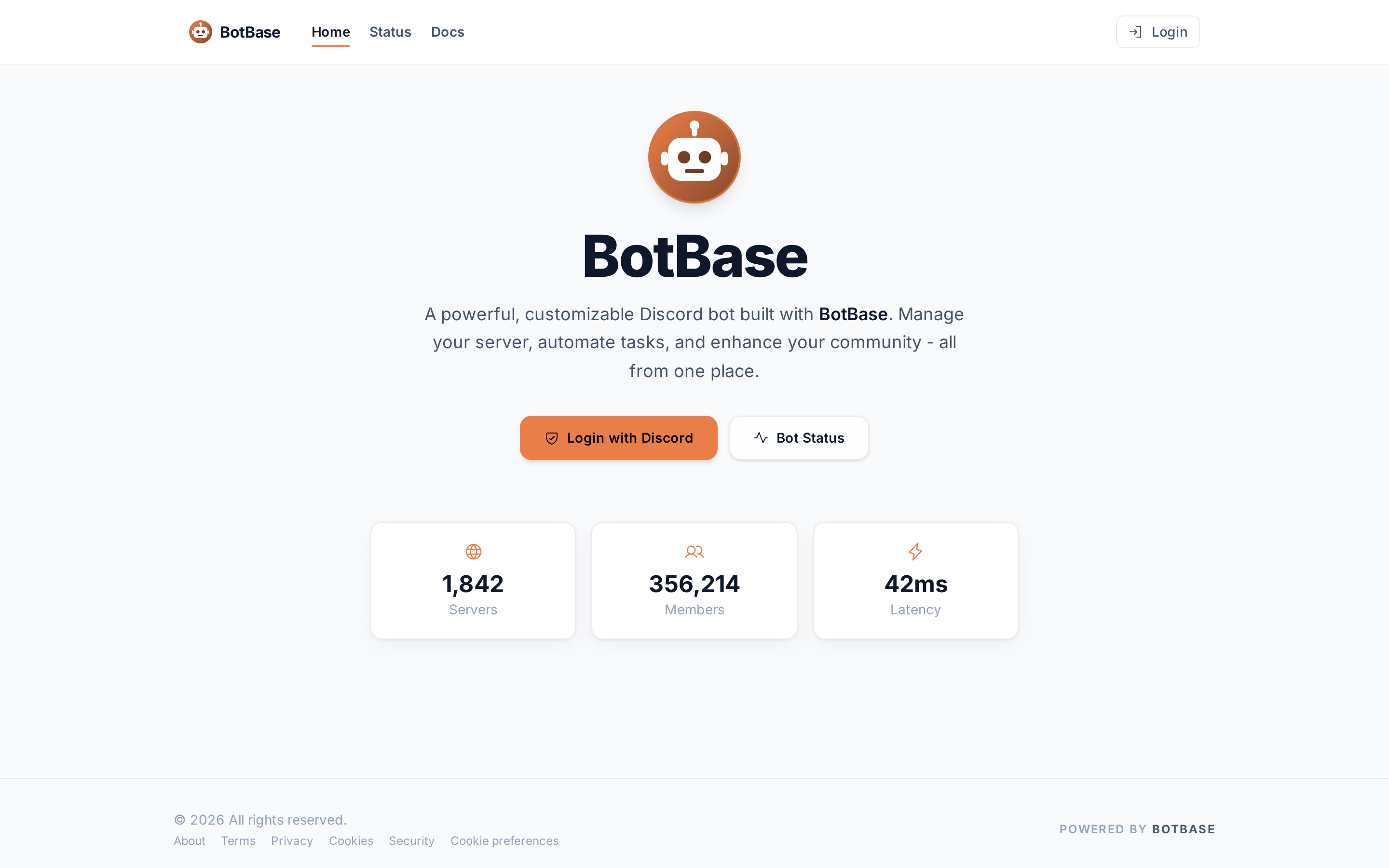 The home page of the dashboard, logged out