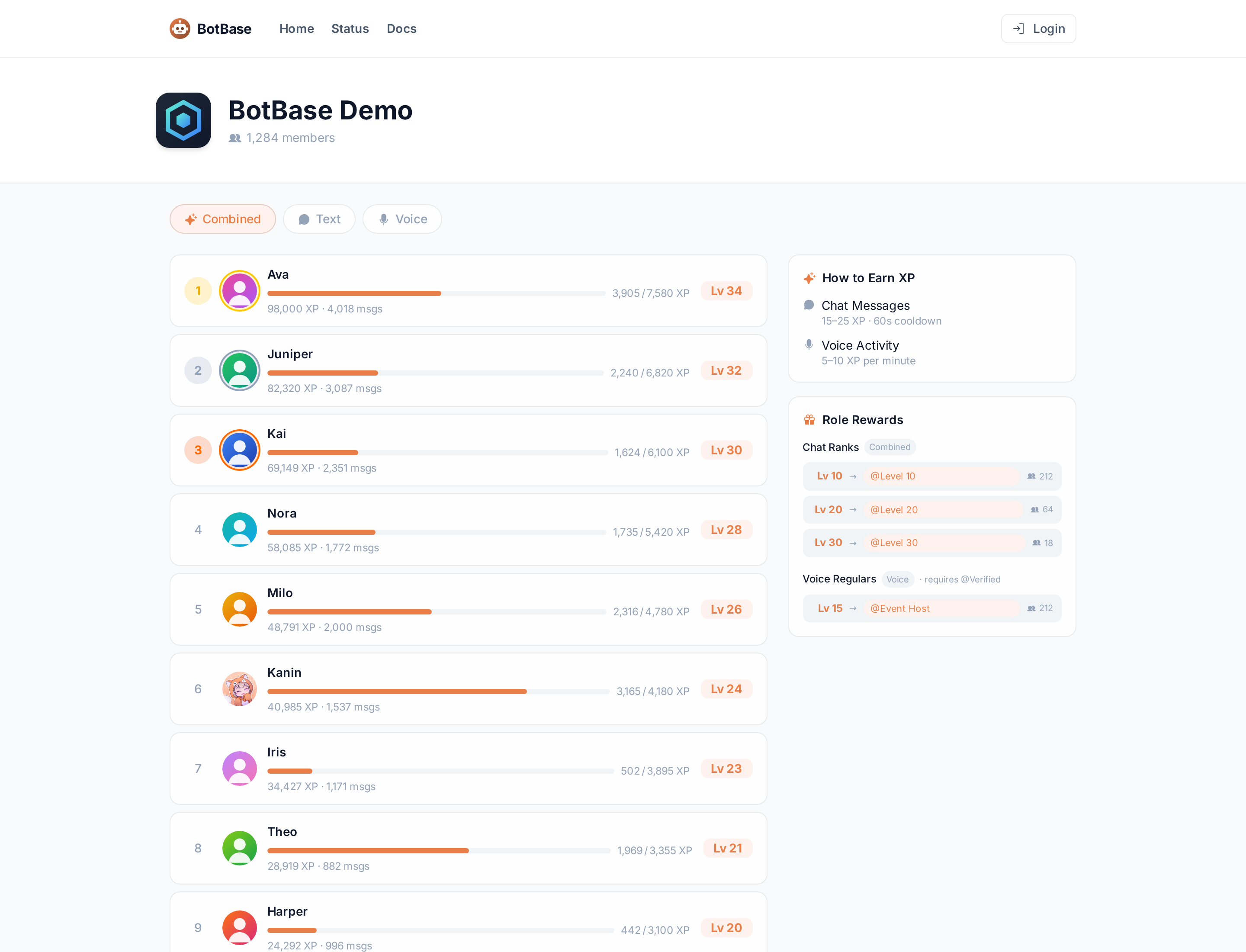 The public leaderboard page