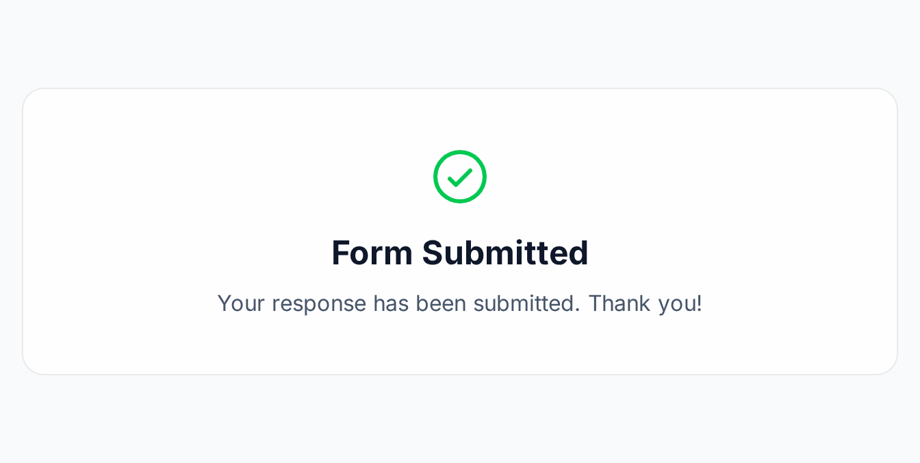 The confirmation after submitting