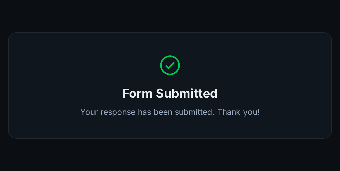 The confirmation after submitting