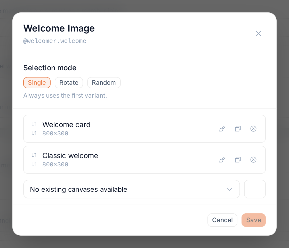 The Welcome Image dialog