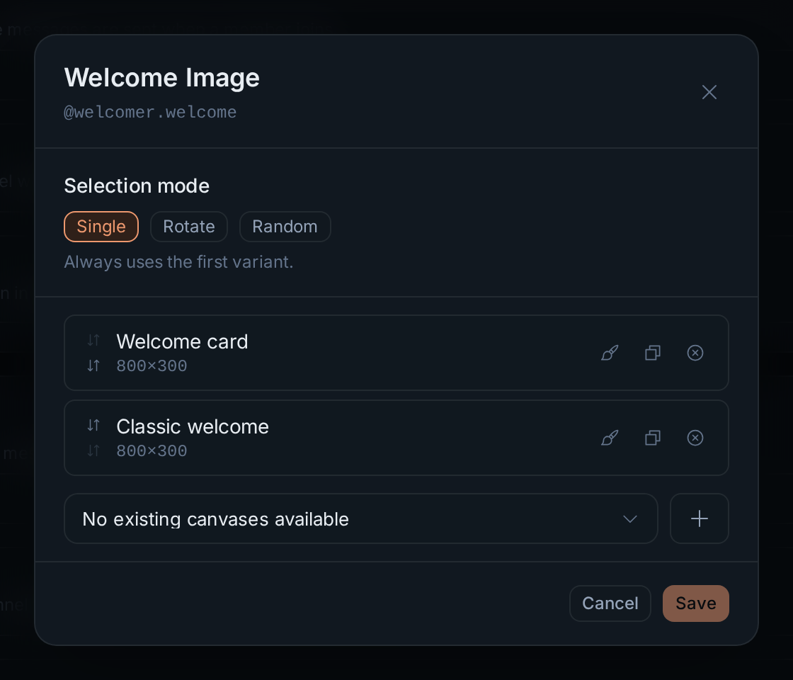 The Welcome Image dialog